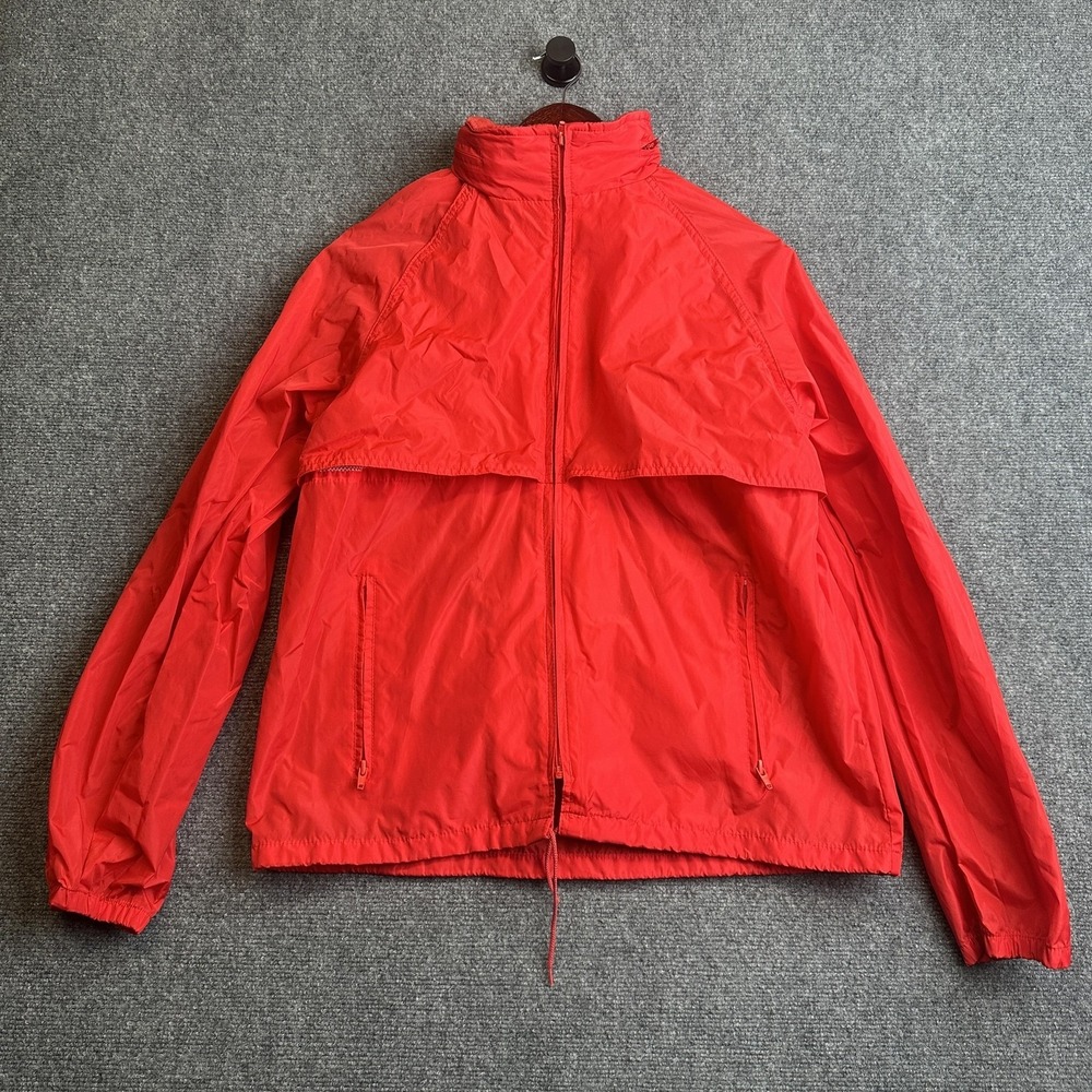 VTG‎ Eddie Bauer Jacket Mens M Red Windbreaker Hooded Vented Mesh Lined Hiking